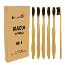 Escova de dentes N-amboo Hard Bristles para adultos, pacote com 6 Escova de dentes N-amboo Hard Bristles para adultos, pacote com 6