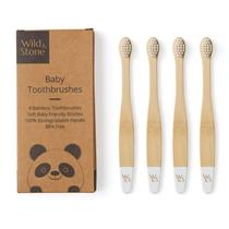 Escova de dentes para bebês Wild & Stone Organic Bamboo, pacote com 4 unidades, branca Escova de dentes para bebês Wild & Stone Organic Bamboo, pacote com 4 unidades, branca