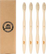 Escova de dentes Sea Turtle de bambu, cerdas macias à base de plantas, kit com 4 unidades