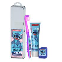 Escova de dentes Stitch Estojo Escolar 3 em 1 Infantil Fio Dental Gel Dental Dentalclean Escova de dentes Stitch Estojo Escolar 3 em 1 Infantil Fio Dental Gel Dental Dentalclean