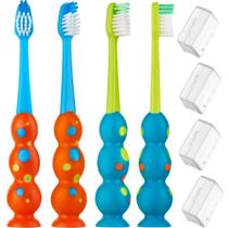 Escova de dentes Trueocity Kids Soft Bristles, 3 a 10 anos, pacote com 4