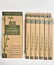 Escova de dentes Zeek's Naturals Bamboo Charcoal Biodegradável x12