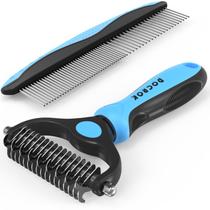 Escova de descamação Pet Grooming Combo Docrok com pente de metal azul