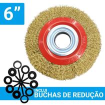 Escova De Esmeril Aço Circular 6 Pol Aço Carbono Ondulada