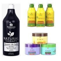 Escova de Leite Therapy 1L + 2 Kits Cronograma Natureza 300Ml - Natureza Cosmeticos