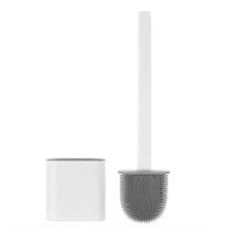 Escova de Limpar Quina Cantos Vaso Sanitário Privada Banheiro em Silicone com Base Suporte (Branco)