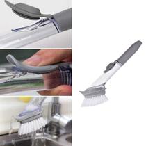 Escova de Limpeza 2 em 1 Esponja Louça Limpa Cozinha Dispenser Detergente - Ideal