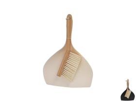 Escova De Limpeza Cabo Bambu Natural C/ Pá White De Lixo Plástico Branca