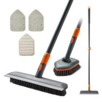 Escova de limpeza CLEANHOME Floor Scrub com 4 cabeças+alça de 56 cm Escova de limpeza CLEANHOME Floor Scrub com 4 cabeças+alça de 56 cm