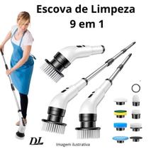 Escova de Limpeza Elétrica 9 em 1 Esfregão ajustável e recarregável