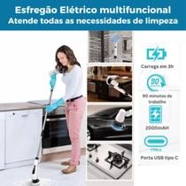 Escova De Limpeza Elétrica Esfregãio Para Casa Multiuso Sem Fio Portátil 9 em 1