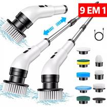 Escova de limpeza elétrica sem fio, máquina de limpeza giratória 9-em-1 escova multifuncional, banheiro, janela, cozinha
