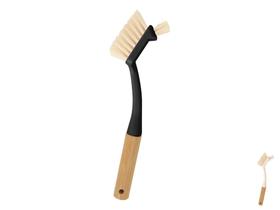 Escova De Limpeza Escovinha Multiuso Dupla Cabo De Bambu Natural Preta Lavanderia Banheiro Duro