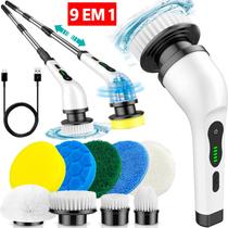 Escova De Limpeza Esfregão Mop Elétrico 9 Em 1 Giratório 360 Ajustavel Recarregavel Multifuncional