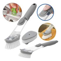 Escova de Limpeza Multiuso Lava Louças Com Porta Detergente Esponja Escova Higiênica e Prática Escova de Limpeza Multiuso Lava Louças Com Porta Detergente Esponja Escova Higiênica e Prática