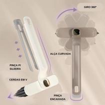 Escova De Limpeza Multiuso Rotativa Com Pinça Com Cerdas Rígidas 2 Em 1 Para Cozinha Banheiro Fendas