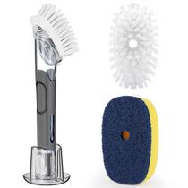 Escova de louça com dispensador de sabão RIMAY com 2 recargas de escova e suporte