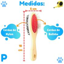 Escova de madeira 2 lados tira pelos para pets