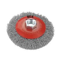 Escova De Roda De Aço Inoxidável De 4 Polegadas M14 5/8-11 Rosqueada Para Esmerilhadeira Limpeza De