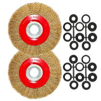 Escova de roda de arame de bancada OSFTBVT de aço frisado grosso de 8 polegadas Escova de roda de arame de bancada OSFTBVT de aço frisado grosso de 8 polegadas