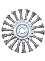 Escova de roda de arame OSFTBVT com nós de 4,5 polegadas para rebarbadora Escova de roda de arame OSFTBVT com nós de 4,5 polegadas para rebarbadora