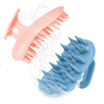 Escova de shampoo para massageador de couro cabeludo PHOVSUV 2 peças de silicone azul+laranja Escova de shampoo para massageador de couro cabeludo PHOVSUV 2 peças de silicone azul+laranja