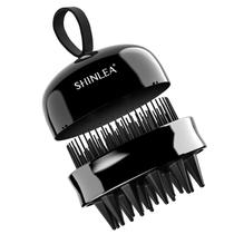 Escova de shampoo para massageador de couro cabeludo SHINLEA 2 em 1 de silicone preta