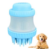 Escova de Silicone com Dispenser para Cachorro Gato Azul CBRN14439