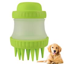 Escova de Silicone com Dispenser para Cachorro Gato Verde CBRN14453