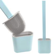 Escova de Silicone Limpador Vaso Sanitário Privada Base Suporte Para Banheiro Azul