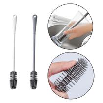 Escova de silicone multiuso cabo plastico cinza 33x3cm