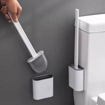 Escova De Silicone Pra Vaso Sanitário Com Suporte Adesivo