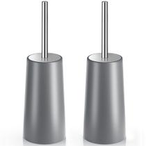 Escova de vaso sanitário, pacote com 2 suportes, aço inoxidável 304, cinza Escova de vaso sanitário, pacote com 2 suportes, aço inoxidável 304, cinza