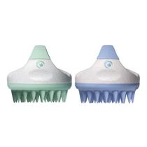 Escova de xampu para cabelo e esfoliante de couro cabeludo Massageador de couro cabeludo de silicone macio Estimulador de crescimento capilar para cabelos úmidos ou secos Esfoliante de couro cabeludo no chuveiro para remoção de caspa feito com palha de trigo reciclada, pacote com 2 unidades