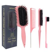 Escova Definidora de Cachos GFDCK 23 cm, Cerdas de Javali, Rosa Escova Definidora de Cachos GFDCK 23 cm, Cerdas de Javali, Rosa