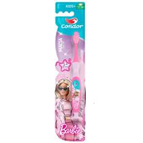 Escova Dental Barbie Condor 5+ Anos Cabo com Ventosa e Limpador de Língua Emborrachados