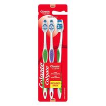 Escova dental Colgate Classic Clean Pack com 3 escovas