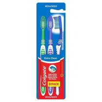 Escova Dental Colgate Limpeza efetiva Extra Clean 3 Unidades