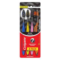 Escova Dental Colgate Zig Zag Carvão Macia Cores Sortidas 4 Unidades