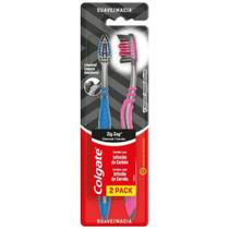 Escova Dental Colgate Zig Zag Cerdas com infusão de carvão Suave/Macia c/2 Unidades