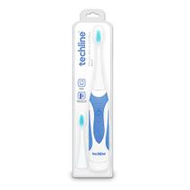 Escova Dental Elétrica Adulto a Pilhas Com Refil EDA01 Azul - Techline