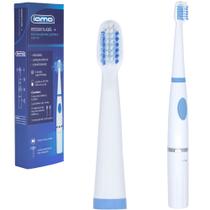 Escova dental eletrica com 2 refis + protetor de cerda iamo a pilha na caixa