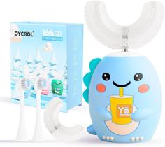 Escova Dental Elétrica Infantil em U, Azul, 360 Cleaning Sonic Toothbrush, DYCROL