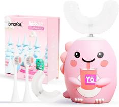 Escova Dental Elétrica Infantil em U, Rosa, 360 Cleaning Sonic Toothbrush, DYCROL