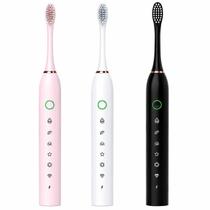 Escova Dental Elétrica Recarregável com 4 Cabeças de Reposição e Carregamento USB Portátil