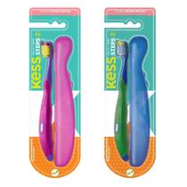 Escova Dental Infantil 4 a 7 anos Kit Steps Kess Rosa e Azul