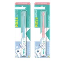 Escova Dental Infantil 6 a 24 meses Kess Dentinho Rosa Azul