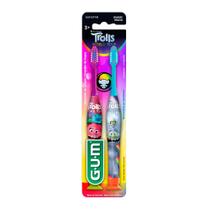 Escova Dental Infantil Gum Trolls 3+ Suave Macia Manual Cores e Personagens Sortidos com 2 Unidades