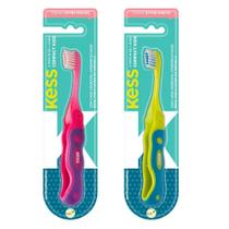 Escova Dental Infantil Kess Compact Kids Rosa e Verde