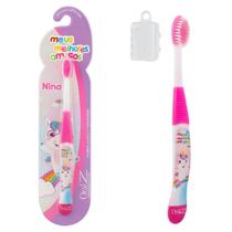 Escova Dental Infantil Macia e Lúdica "Meus Melhores Amigos" Com Capa Protetora (1 Und) - YA Variedades